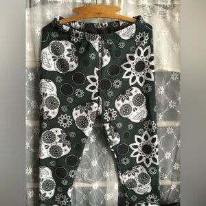 Women's Skull Print Leggings, faux fur lined